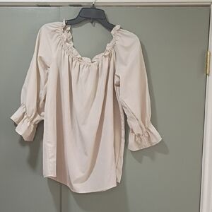 Women's Cream Ruffle Blouse Off Shoulder